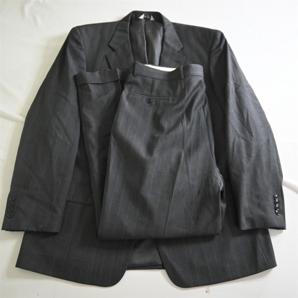 Gerald Austin 46L 40x30 Gray Stripedl Wool Mens‎ Jacket Pants Suit